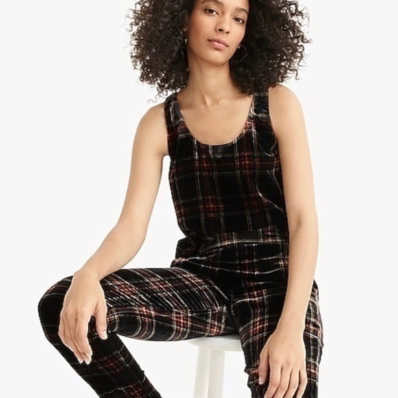 New J Crew Velvet Tank Top Stewart Tartan Plaid - Picture 1 of 8